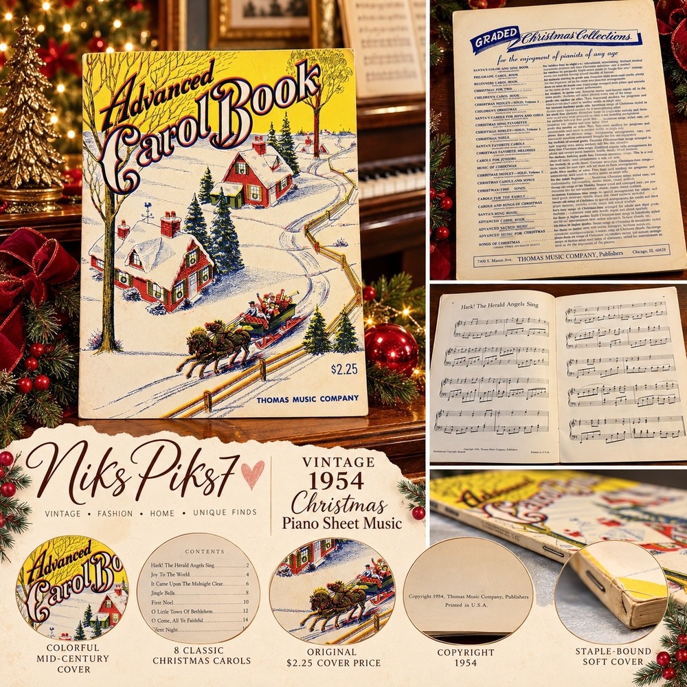Vintage 1954 Advanced Carol Book Piano Sheet Music Christmas Leona Cook
